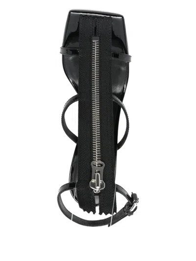 Moschino High-heeled Patent Leather Sandals In Black