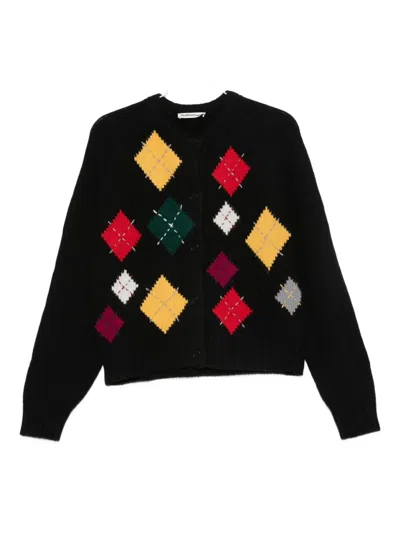 Ymc You Must Create Atomic Argyle Button Cardigan In Black