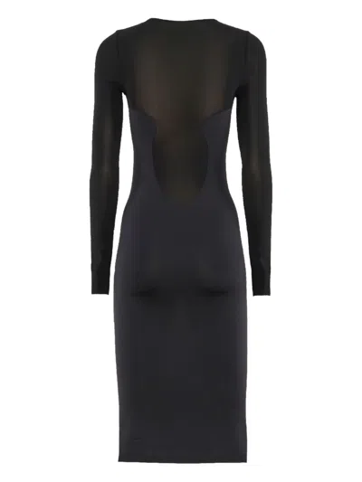 Wolford Sheer-panelled Long-sleeve Dress In Black