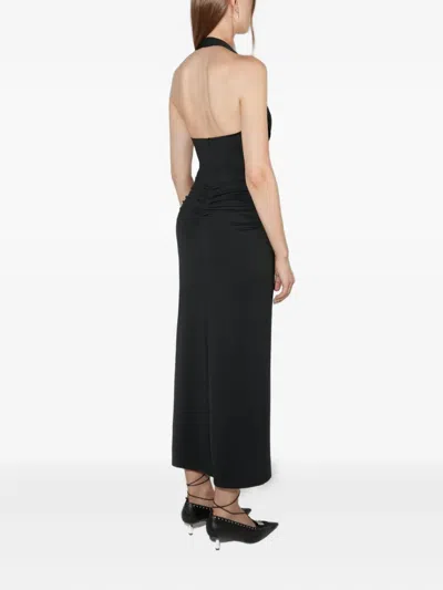 Misbhv Deep Neck Gathering Midnight Dress In Black