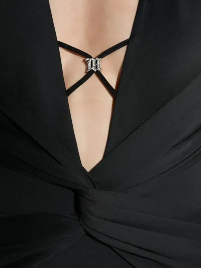 Misbhv Deep Neck Gathering Midnight Dress In Black