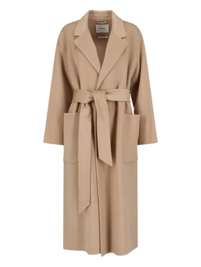 Ivy & Liv Belted Coat In Neutral