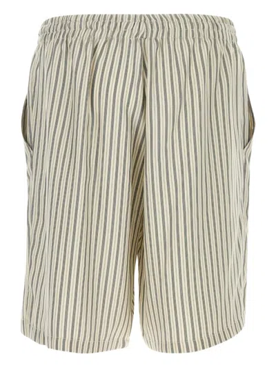 Le Kasha Embroidered Silk Bermuda Shorts With Elastic Waistband In Green