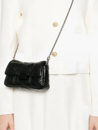 Emporio Armani Quilted Chain-link Shoulder Bag In Black