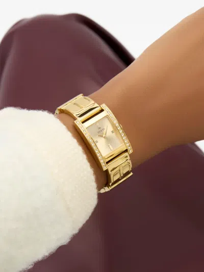 Guess Usa Crystal-embellished Quartz 20mm In Gold