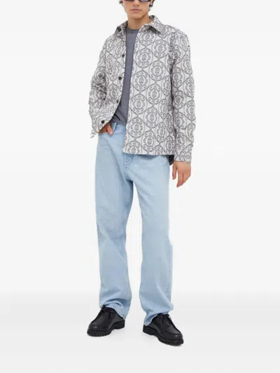 Les Deux Crew-neck Embroidered Sweater In Gray