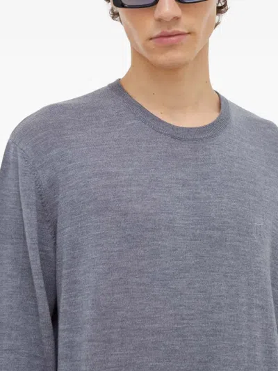 Les Deux Crew-neck Embroidered Sweater In Gray