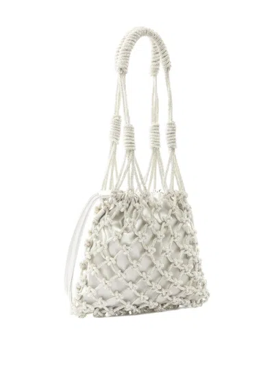 Pinko Mini Crystal Bucket Bag In White