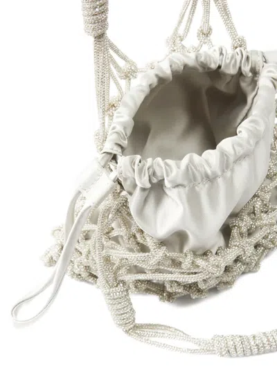 Pinko Mini Crystal Bucket Bag In White