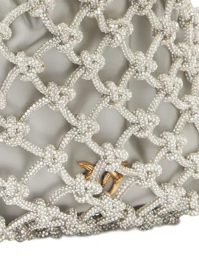 Pinko Mini Crystal Bucket Bag In White
