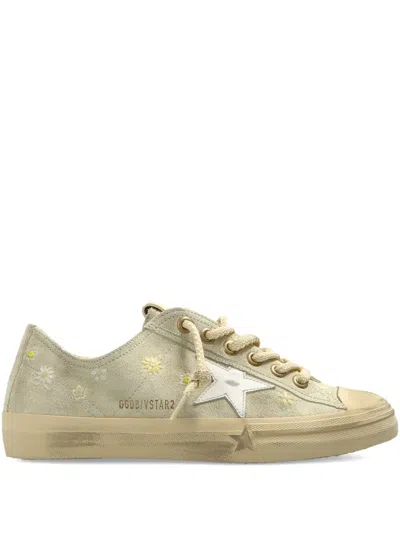 Golden Goose Floral-embroidered Sneakers In Neutral