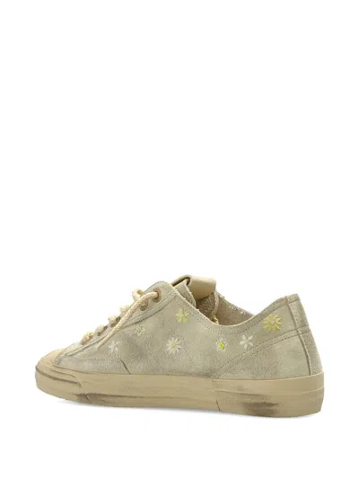 Golden Goose Floral-embroidered Sneakers In Neutral