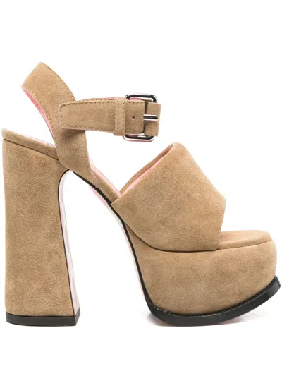 Moschino 140mm Suede Sandals In Brown