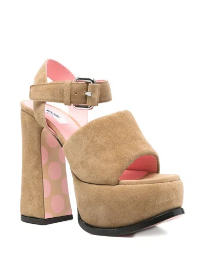Moschino 140mm Suede Sandals In Brown