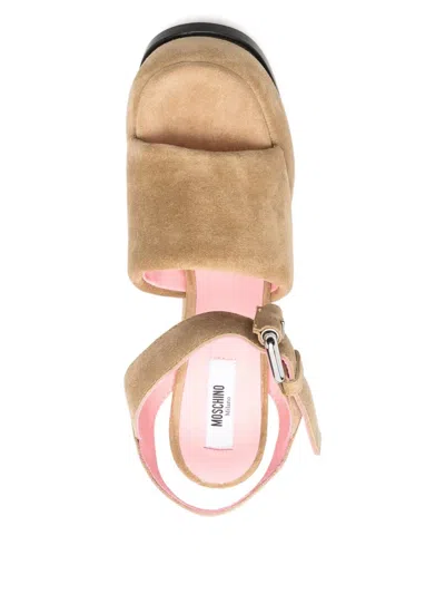Moschino 140mm Suede Sandals In Brown
