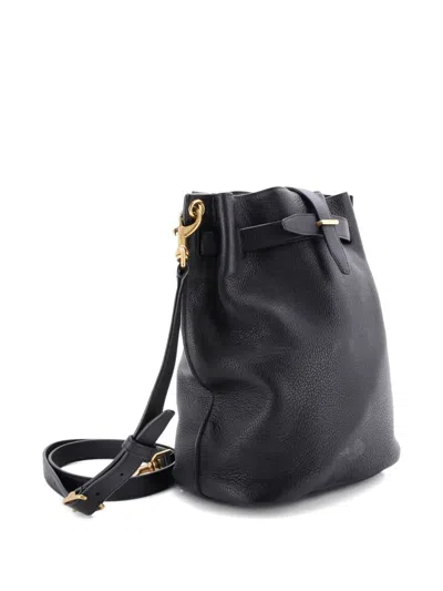 Pre-owned Saint Laurent Boucle Leather Bucket Bag In Black