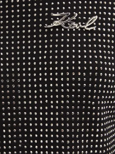 Karl Lagerfeld Embellished Long-sleeve Sweater In Black