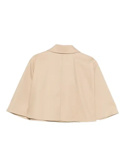 Max Mara Padre Cropped Water-repellent Cotton Cloak In Brown