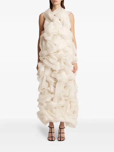 Khaite Welles Ruffled Dress In Neutral