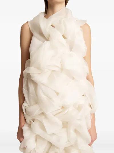 Khaite Welles Ruffled Dress In Neutral