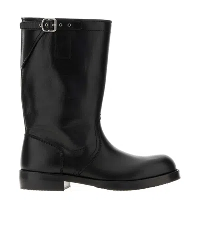 Dries Van Noten Round Toe Short Boots In Black