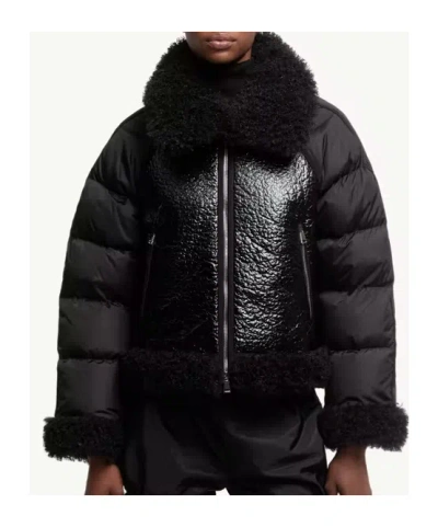 Moncler Rubrouk Teddy-trimmed Short Down Jacket In Black