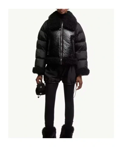 Moncler Rubrouk Teddy-trimmed Short Down Jacket In Black