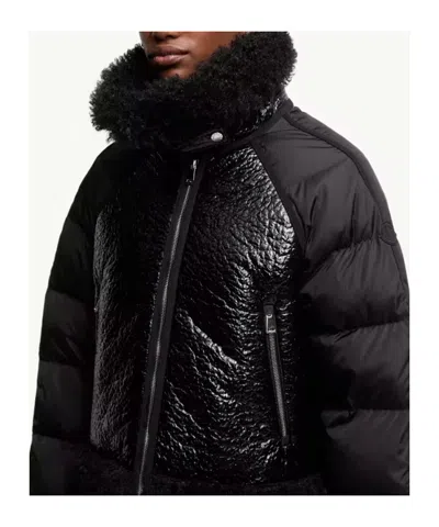 Moncler Rubrouk Teddy-trimmed Short Down Jacket In Black