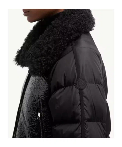 Moncler Rubrouk Teddy-trimmed Short Down Jacket In Black