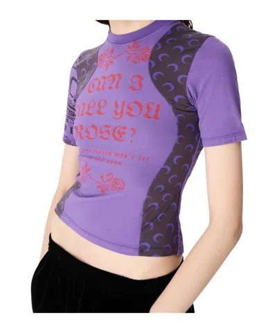Marine Serre Regenerated Graphic Jersey Baby Fit T-shirt In Purple