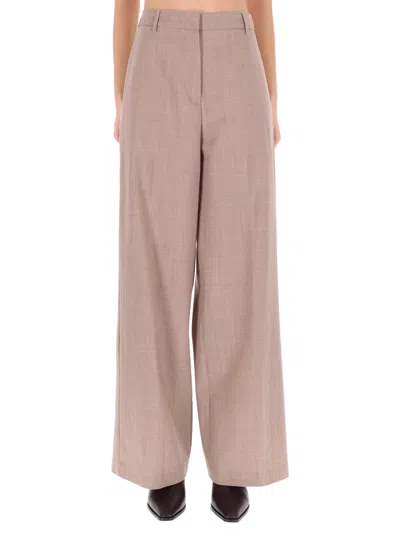 Fabiana Filippi High-waisted Wide-leg Trousers With Tailored Fit In Brown