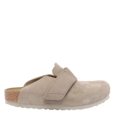 Birkenstock Suede Upper Round Toe Mules Footwear In Neutral
