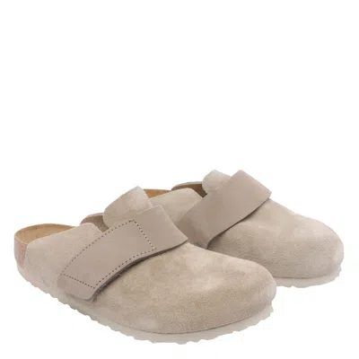 Birkenstock Suede Upper Round Toe Mules Footwear In Neutral