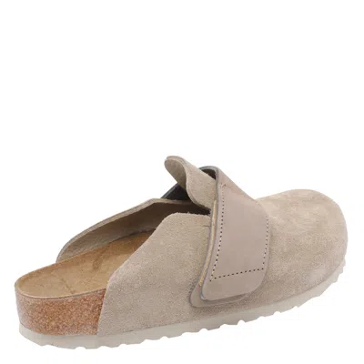 Birkenstock Suede Upper Round Toe Mules Footwear In Neutral
