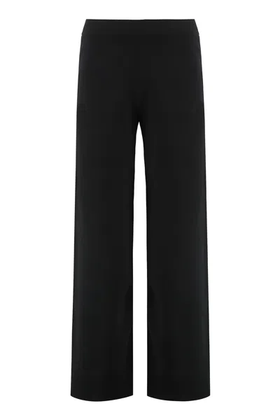 P.a.r.o.s.h Black Pants With High Elastic Waist In Wool And Cashmere Woman In Black