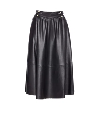 Liu •jo Liu Jo A-line Skirt With Button Detailing And Gathered Waistband In Black