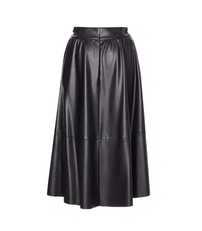 Liu •jo Liu Jo A-line Skirt With Button Detailing And Gathered Waistband In Black