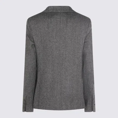 Antonelli Herringbone-button Jacket In Gray