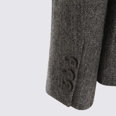 Antonelli Herringbone-button Jacket In Gray