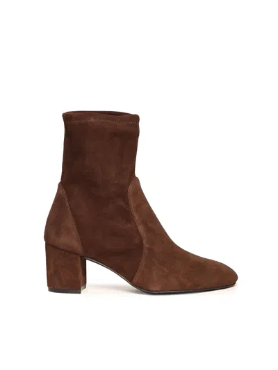 Stuart Weitzman Yuliana Suede Sock Boots In Brown