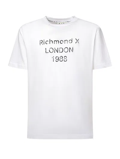 Richmond Printed Cotton T-shirt In White