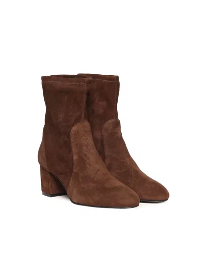 Stuart Weitzman Yuliana Suede Sock Boots In Brown