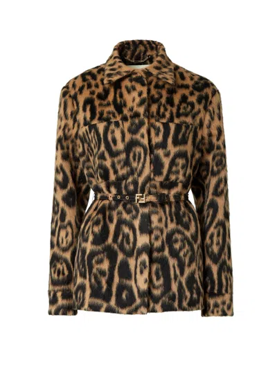Fendi Leo Wool Go-to Jacket In Brown
