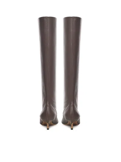 Jacquemus Brown Smooth Leather Wide The High Tourni Boots In Brown