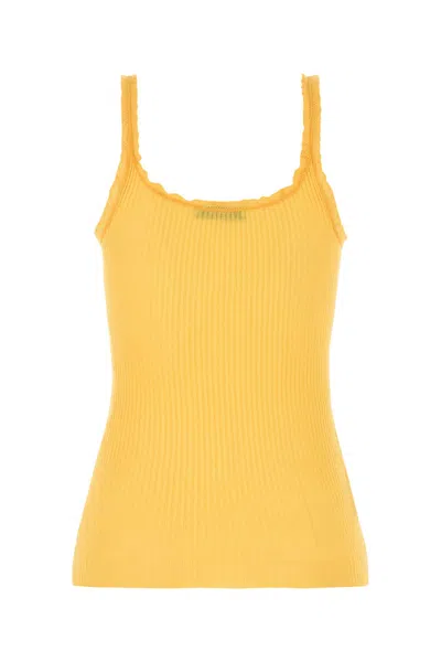 Prada Fitted Ribbed Tank Top With Scoop Neck In Yellow