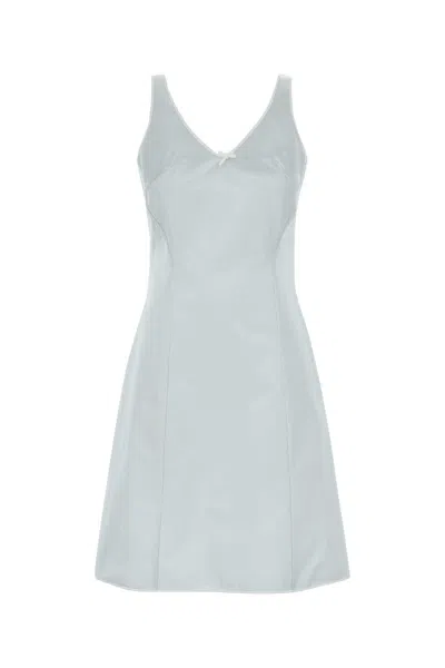 Miu Miu Satin Mini Dress Fitted Silhouette In Blue