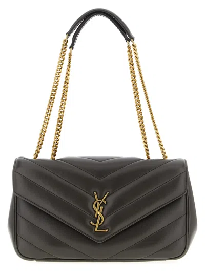 Saint Laurent Lou Lou Medium Leather Shoulder Bag In Gray