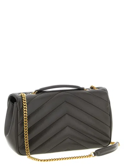 Saint Laurent Lou Lou Medium Leather Shoulder Bag In Gray