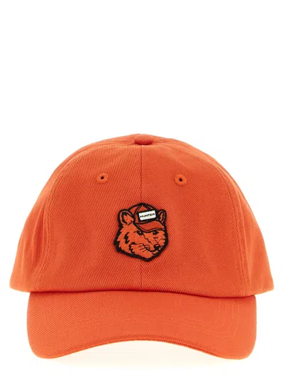 Maison Kitsuné X Hunter Fox Head Embroidered Baseball Cap In Orange