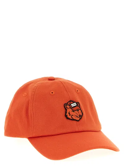 Maison Kitsuné X Hunter Fox Head Embroidered Baseball Cap In Orange